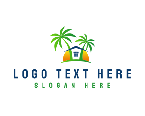 Hawaii - Palm Tree Beach House logo design