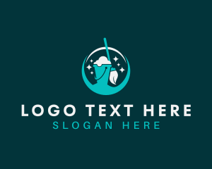 Clean - Mop Janitorial Cleaning logo design