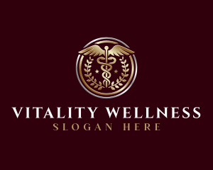 Caduceus Wreath Wellness logo design