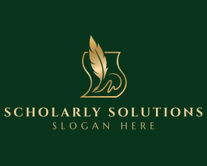 Scholar - Quill Pen Signature logo design