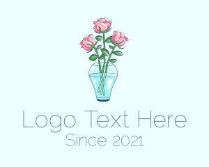 Florist - Rose Flower Vase logo design