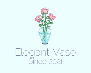 Rose Flower Vase logo design