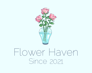 Rose Flower Vase logo design