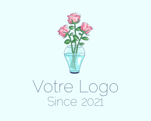 Floristry - Rose Flower Vase logo design