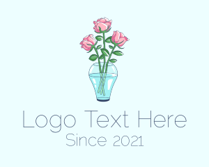 Flower - Rose Flower Vase logo design