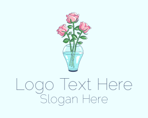 Rose Flower Vase Logo