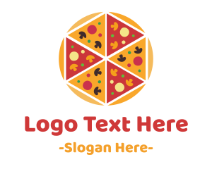 Pizza - Hexagon Pizza Slices logo design