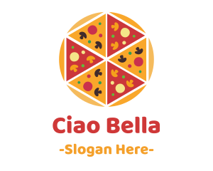 Hexagon Pizza Slices logo design