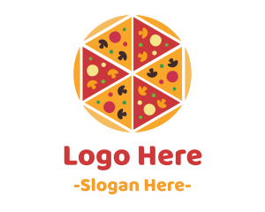 Lunch - Hexagon Pizza Slices logo design