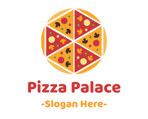 Pizza - Hexagon Pizza Slices logo design