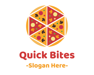 Fastfood - Hexagon Pizza Slices logo design