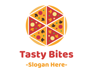 Hexagon Pizza Slices logo design