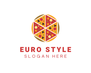 Hexagon Pizza Slices logo design