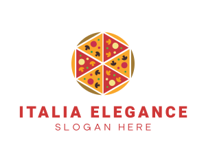 Hexagon Pizza Slices logo design