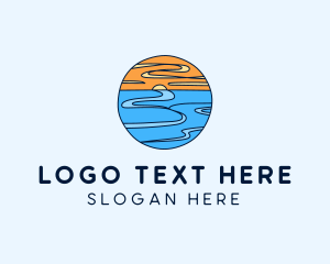 Surfing - Tropical Ocean Horizon logo design