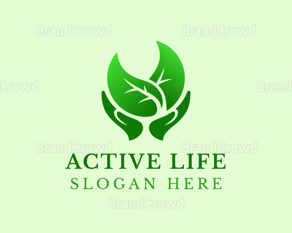 Organic Hand Leaf Logo