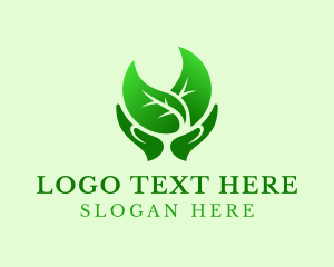 Vine - Organic Hand Leaf logo design