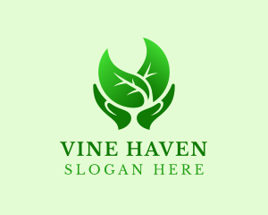 Organic Hand Leaf logo design