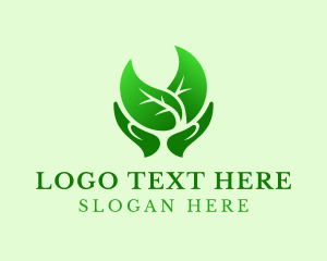 Landscaping - Organic Hand Leaf logo design