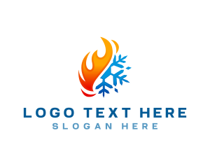 Heating - HVAC Flame Ice logo design