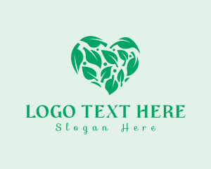 Love - Heart Leaf Nature logo design