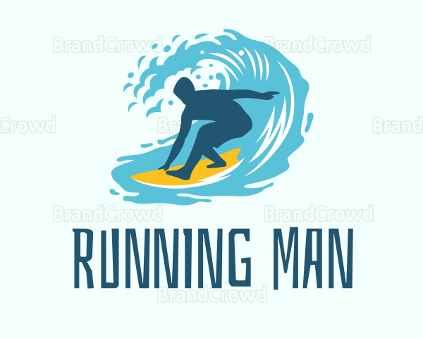 Surfing Boy Beach Wave Logo