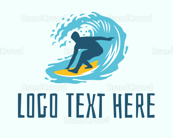Surfing Boy Beach Wave Logo