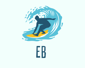 Surfing Boy Beach Wave Logo