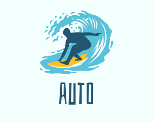 Surfing Boy Beach Wave Logo