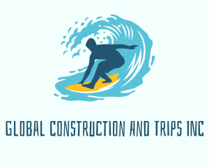 Surfboard - Surfing Boy Beach Wave logo design