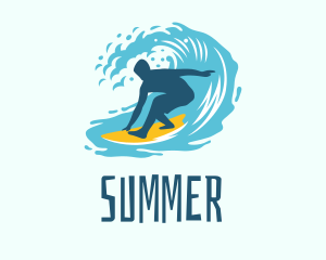 Surfing Boy Beach Wave logo design