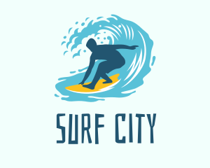 Surfing Boy Beach Wave logo design