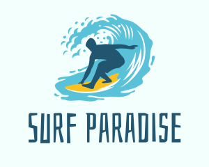 Surfing Boy Beach Wave logo design