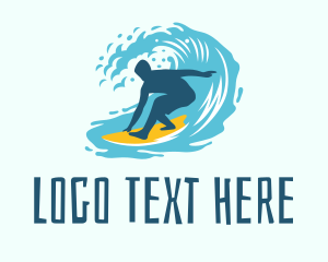 Surfing Boy Beach Wave Logo