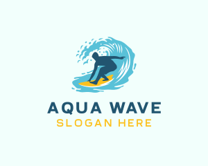 Surfing Boy Beach Wave logo design