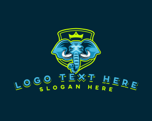 Elephant Crown Shield logo design