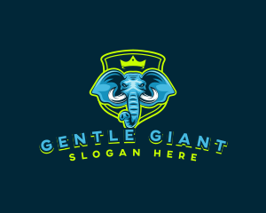 Elephant Crown Shield logo design