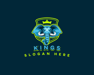 Elephant Crown Shield logo design