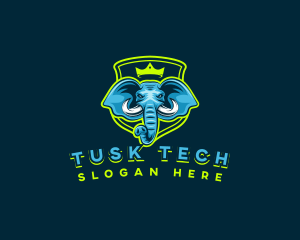 Tusk - Elephant Crown Shield logo design