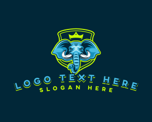 Streamer - Elephant Crown Shield logo design