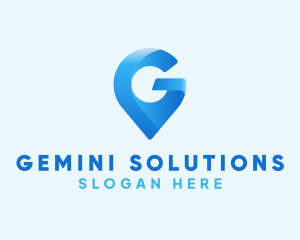 Blue Location Pin Letter G logo design