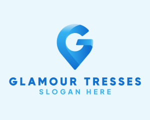 Blue Location Pin Letter G logo design