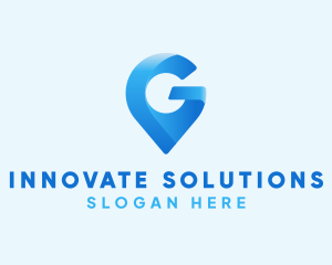 Three-dimensional - Blue Location Pin Letter G logo design