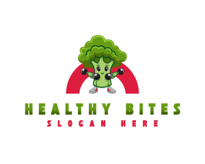 Healthy Broccoli Workout logo design