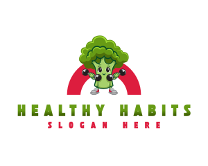 Healthy Broccoli Workout logo design