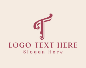Elegant Retro Calligraphy Letter T Logo