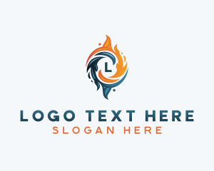 Cooling - Water Fire Hvac logo design