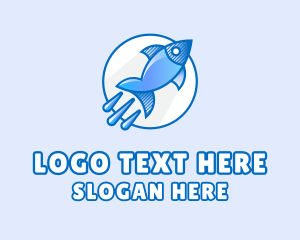 Aquarium - Blue Fish Rocket logo design