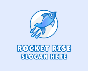 Launch - Blue Fish Rocket logo design