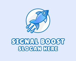 Blue Fish Rocket logo design